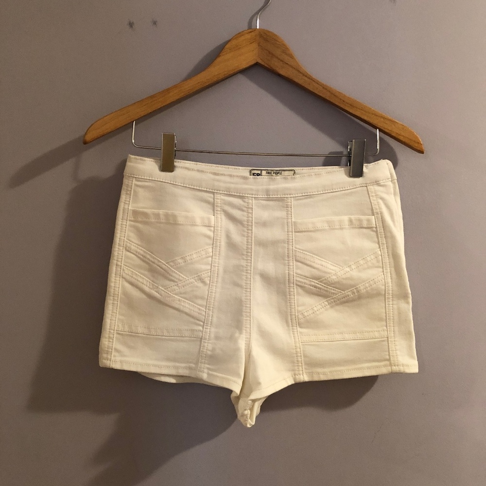 Free People Radar Love High Rise Shorts in White